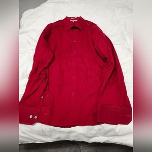 Express Fitted Mens long sleeve dress shirt, burgandy